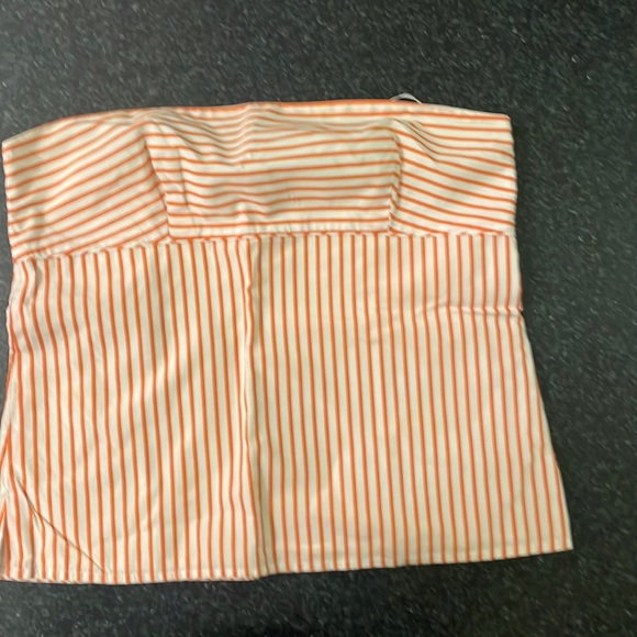 J.Crew size small orange and white halter top with zipper closure on side. - Picture 2 of 3